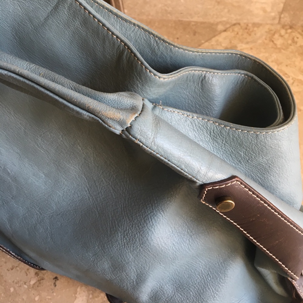 VtG RaRe🐬GuIa’S GeNuiNe ItaLiAn CalF sKin LeAtHer Teal BlUe BaMb0o HoB0 🔥 - Picture 7 of 12